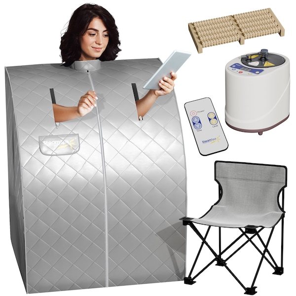 Steamspa Portable 1-Person 2-Liter Steam Generator Indoor Home Sauna, Digital Controller and Folding Chair SP-SS0004-1P - main